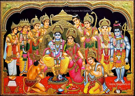 Ramar Pattabishegam RGB Tanjore Painting Ram Darbar Tanjore Painting, Ram Darbar Paintings, Tanjavore Paintings, Shri Ram Darbar, Shri Ram Wallpaper, Ram Wallpaper, Rama Image, Hd Wallpapers For Pc, Ram Image