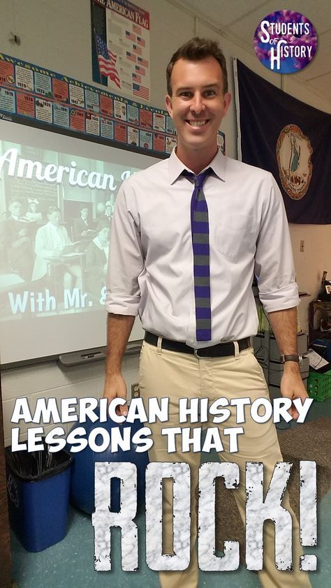 US History activities and lesson plans that ROCK! Students of History gives you projects and activities for every day of the school year - all planned out for American History! Us History Activities, High School American History, American History Activities, History Classroom Decorations, American History Projects, High School History Classroom, American History Curriculum, American History Classroom, 8th Grade History