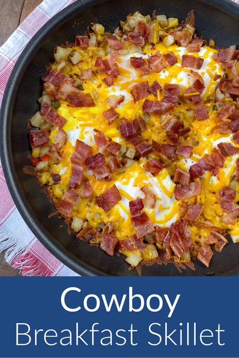 Farmers Breakfast Skillet, Farmers Skillet Breakfast, Cast Iron Dutch Oven Breakfast Recipes, Dutch Oven Breakfast Casserole, Breakfast Potatoes Skillet With Eggs, Breakfast Hashbrowns Skillet, Bbq Breakfast Ideas, Skillet Breakfast Ideas, Cast Iron Skillet Recipes Breakfast