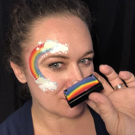 How to Load Your Brush Using Kraze FX Domed Split Cakes by Marina Face Paint Split Cake, Face Paint Line Busters, Split Cake Face Painting, Face Paint Adult, Split Cake, Cloud Stencil, Paint Makeup, Face Paint Makeup, Cake Face