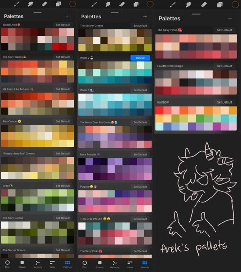 Colour Pallets For Ibis Paint, Color Schemes For Ocs, Color Schemes Digital Art, Color Palette For Artists, Color Pallets For Drawing, Choosing Colors For Art, Lofi Art Color Palette, Digital Painting Palette, Color Palette For Ibis Paint All Colors