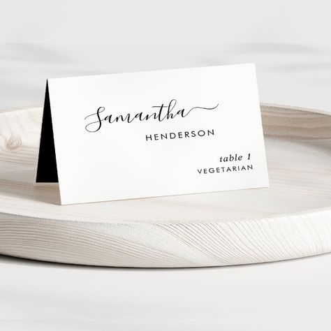 Custom Black and White, Script Wedding Place Cards Wedding Table Number Cards, Seating Cards, Beautiful Table Settings, Table Number Cards, Wedding Place, Wedding Places, Free Birthday Invitations, Free Birthday Invitation Templates, Wedding Table Numbers