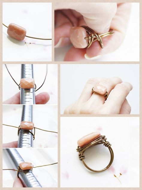 Oooh now this is fun! I have beading pliers we can use. www.bykaro.nl | DIY ring | sieraden maken Diy Stone Rings, Diy Jewelry To Sell, Diy Jewelry Rings, Diy Ring, Wire Wrapping Diy, Diy Jewelry Display, Diy Jewlery, Easy Diy Jewelry, Diy Wire Jewelry