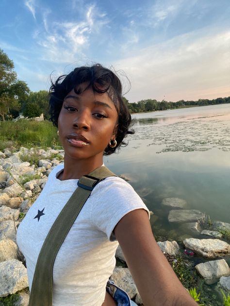 IG@jaidabunni Pixie Cut Black Women Curly, Black Short Hair Aesthetic, Jaida Bunni, Curly Pixie Cuts Black Women, Short Hair Pixie Cuts Black Women, Pixie Haircut Black Women, Natural Hair Short Cuts, Short Hair Black, Short Hair Pixie