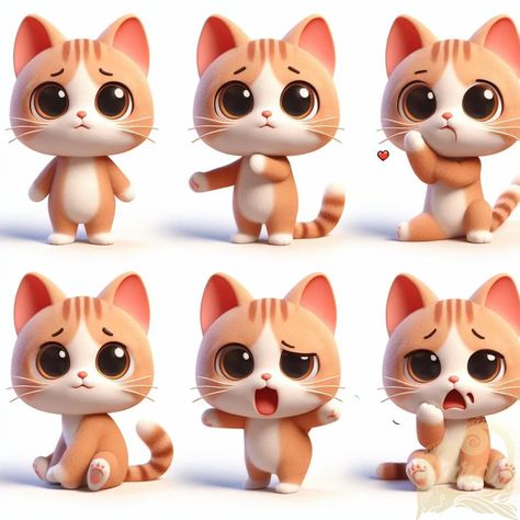 https://card9.com/ai/6-different-emotions-3d-cat Cat 3d, Kitty Games, Different Emotions, Cat Character, Alphabet Art, Character Sheet, 3d Characters, Fairy Land, Cartoon Cat