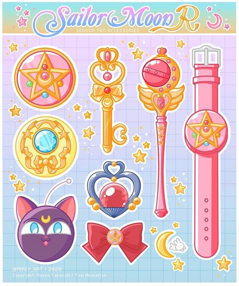 1,816 отметок «Нравится», 9 комментариев — Mifey (mee•fay) (@mifey_art) в Instagram: «Sailor Moon R (Season Two) Accessories Sticker Sheet 2/12 🌙💖🌸 It’s the season that has the least…» Sailor Moon Drops, Sailor Moon R, Moon Accessories, Moon Artwork, Sailor Moon S, Minako Aino, Sailor Senshi, Sailor Moon Fan Art, Sailor Moon Cosplay