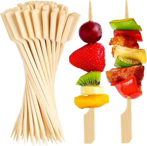 Cocktail Picks Bamboo Skewers For Appetizers, 4.7 IN Bamboo Sticks For Party Sandwich Fruit Charcuterie Boards Accessories Chicken Fondue, Fruit Kabob, Yakitori Chicken, Wooden Skewers, Kebab Skewers, Skewer Appetizers, Fruits Decoration, Meat Skewers, Kabob Skewers