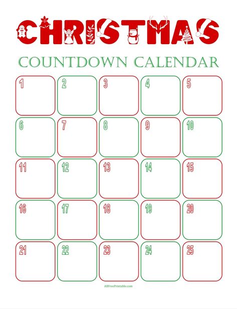 Christmas Countdown Calendar Christmas Countdown For Classroom, Printable Christmas Countdown, Thanksgiving Arts And Crafts, Christmas Countdown Calendar, Thanksgiving Art, Classroom Activity, Christmas Calendar, Countdown Calendar, Monthly Calendar Printable