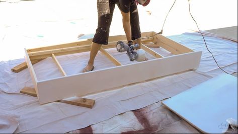 DIY Trundle bed for under a twin bed - detailed tutorial, plans and video. Easy Beginner-friendly project. #anikasdiylife #woodworking How To Build A Trundle Bed, Diy Trundle Bed, Trundle Bed Plans, Single Trundle Bed, Bed Frame Plans, Diy Furniture Bedroom, Bed Plans, Detailed Plans, Twin Bed Frame