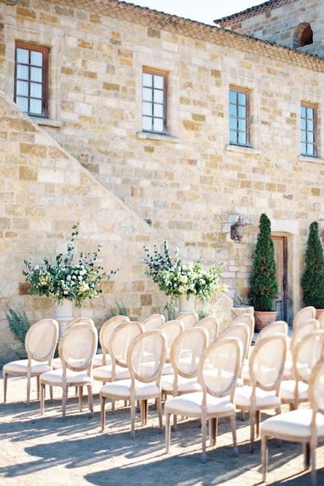 french vineyard wedding kathy kuo home French Provincial Wedding, Sunstone Winery Wedding, French Country Wedding, Paradise Wedding, Wedding Ceremony Inspiration, Ceremony Design, Tuscan Wedding, Chateau Wedding, Wedding Ceremony Decor