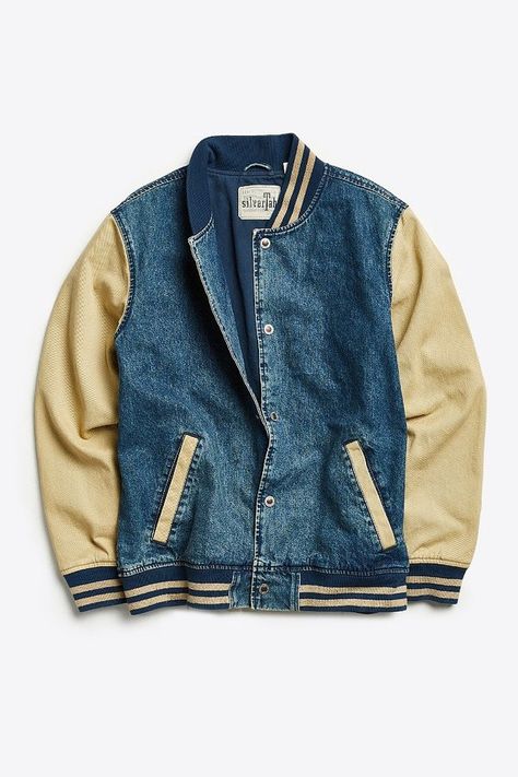 Levi's Levi’s Silvertab Varsity Jacket Denim Varsity Jacket, Fred Jones, The Bright Sessions, Varsity Jacket Outfit, Letterman Jacket, Dream Clothes, Vintage Jacket, Jacket Outfits, Varsity Jacket