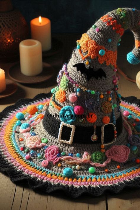 Pagan Crochet Patterns Free, Crochet Witchy Stuff Free Pattern, Witch Hat Crochet Pattern Free, Crochet Witch Hat Pattern Free, Witchy Crochet Patterns Free, Wicked Crochet, Crochet Witchy Stuff, Crochet Witch Hat Pattern, Witchy Crochet