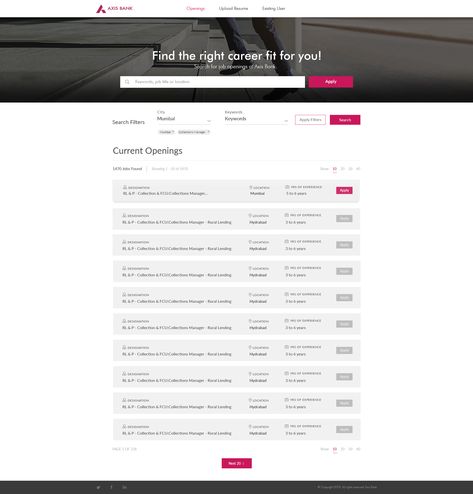 Careers Page Web Design, Career Page Web Design, Career Page Design, Car Rental Website, Job Finding, List Website, Ui Patterns, Ui Design Website, Branding Website