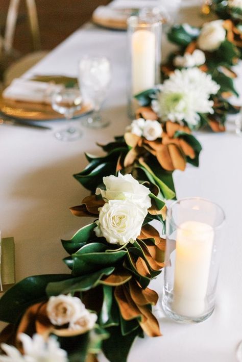 Magnolia Leaves Wedding, Magnolia Leaves Centerpiece, Magnolias Wedding Bouquet, Magnolia Wedding Flowers, K And K, Magnolia Centerpiece, Magnolia Bouquet, Wedding Venues In Florida, Magnolia Garland