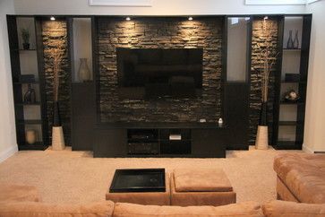 Tv On The Wall, Contemporary Basement, Rooms Interior, Tv Mounted, Tv Fal, Living Room Tv Unit, Entertainment Wall, Flat Screen Tv, Tv Wall Decor