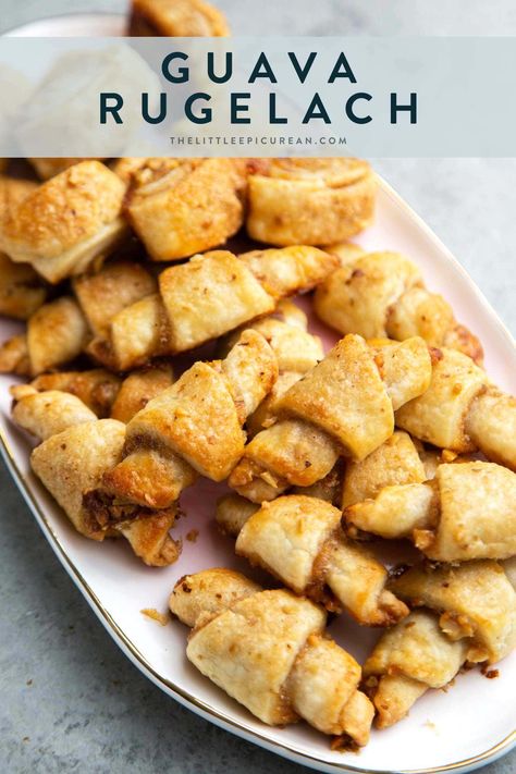 Guava Rugelach - The Little Epicurean Yam Cookies, Guava Cookies, Colossal Cookies, Jewish Desserts, Guava Pastry, Rugelach Recipe, Guava Recipes, Guava Jam, Fall Dessert Recipes Easy