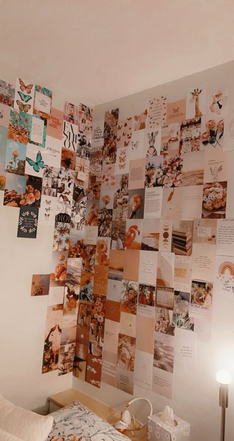 Aesthetic Bedroom Picture Wall, Bedroom Photo Wall Aesthetic, Wall Collage Decor Bedroom, Boho Picture Collage Wall, Cute Picture Collage Ideas Room Decor, Wall Collage Pattern Ideas, Room Picture Collage Ideas, Wall Collage Set Up Ideas, Picture Wall College Dorm