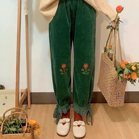 The Cottagecore’s Instagram profile post: “💚💛corduroy day🌻 Product id: TP0070 Available at our website: thecottagecore.com . . . . . . #cottagecore #cottagecoreaesthetic…” Farmcore Outfit, Cottagecore Winter Outfits, Cottagecore Pants, Cottage Core Outfit, White Vintage Dress, Cottagecore Clothes, Mori Fashion, Cottagecore Outfits, Cottagecore Style