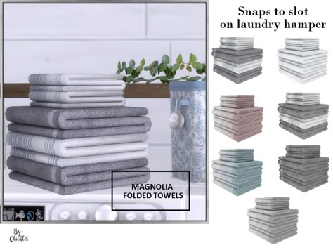 Chicklet's Magnolia Laundry Room Folded Towels Sims 4 Mods Clutter, Ts4 Furniture Cc, Sims Jewelry, Folded Towels, The Sims 4 Mod, Sims 4 Cc Kids Clothing, Sims Packs, Sims Free Play, Sims 4 Clutter