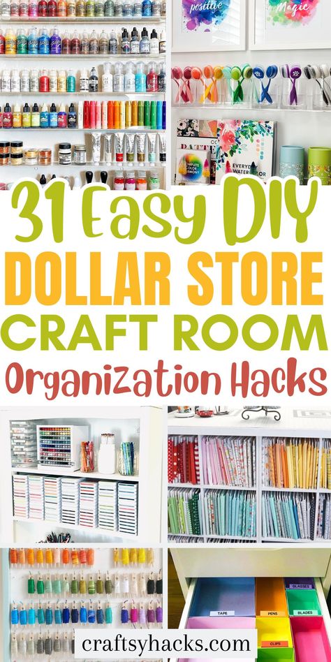 Explore simple and affordable DIY Dollar Store crafting room organization tips. Our craft room storage solutions and organizing hacks ensure your space stays functional and tidy. Storage For Crafts Organizing Ideas, Organizing Construction Paper Classroom, Craft Storage Ideas Kids, Decorating A Craft Room, Organizing Sewing Room Ideas, Arts And Crafts Closet Organization, Diy Art Room Organization, Craft Closet Organization Ideas Small, Diy Craft Wall Storage