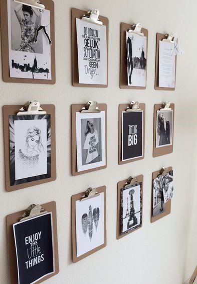 Clipboard Wall Art, Clipboard Wall, Diy Photo Wall, Photowall Ideas, Photo Wall Hanging, Wall Hanging Ideas, Diy Wand, Hanging Ideas, Global Home