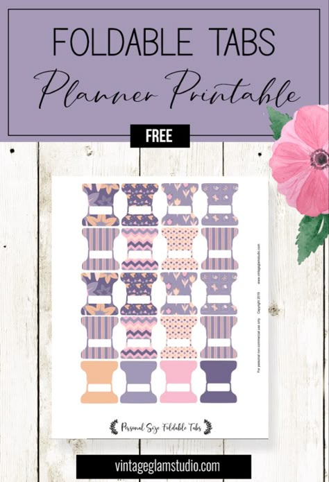 Floral Plum Foldable Tabs Planner Stickers Printable - Vintage Glam Studio Planner Stickers Aesthetic, Printable Tabs, Free Planner Inserts, Binder Tabs, Stickers For Planner, Planner Books, Divider Tabs, Planner Tabs, To Do Planner