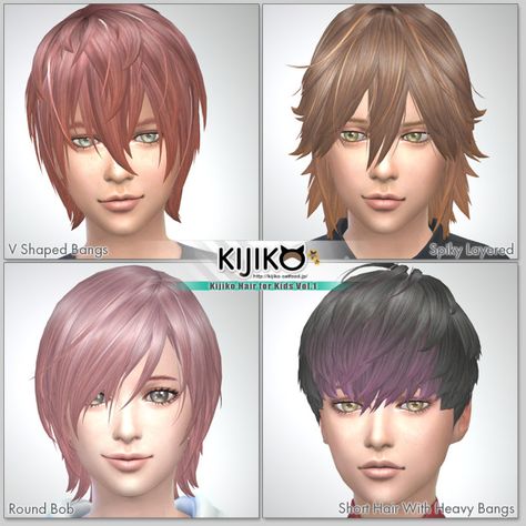 Kijiko Sims: Kijiko Hair for Kids Vol.1 for Sims 4 Sims 4 Hair Male, Cartoon Hair, Sims 4 Cc Kids Clothing, Sims 4 Anime, Sims 4 Cc Makeup, Sims 4 Cc Skin, Sims 4 Children, Sims 4 Update, Hair Images