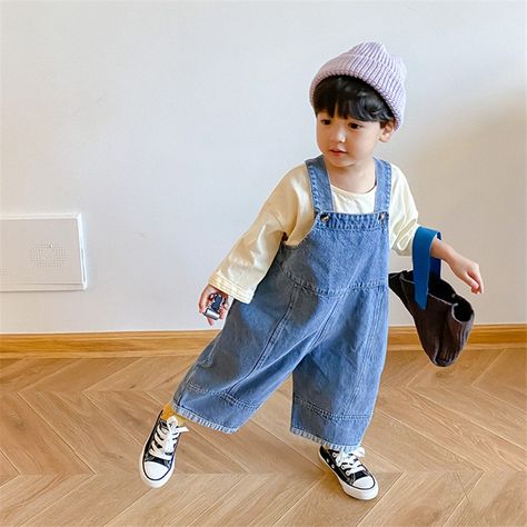 Overalls Boys, Loose Overalls, Overalls Casual, Headband Outfit, Denim Overalls, Denim Trousers, Fashion Kids, Casual Girl, Baby Boy Outfits