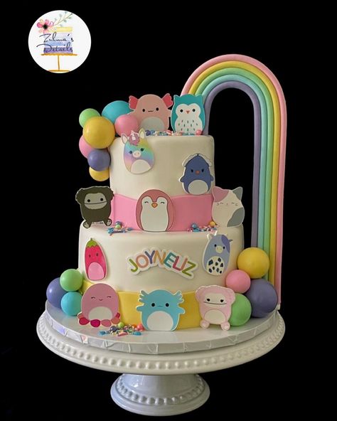 Squishmallow Birthday Cake Topper, Squishamellow Birthday Party, Squishmallows Birthday Party Cake, Squish Mellow Birthday Cakes, Squishmallow Birthday Cake Ideas, Squishmellow Cake Ideas, Squishmallow Cake Pops, Sqishmelow Cake, Squishmallows Cake Ideas