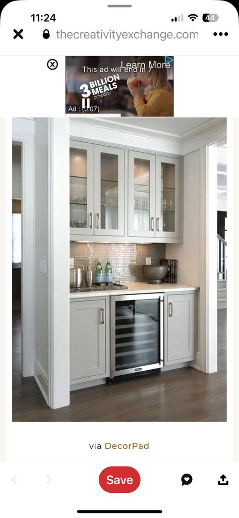 Built In Kitchen Desk Repurpose Ideas, Pantry With Wine Fridge, Wine Refrigerator Cabinet, Wine Fridge Cabinet, Built In Bar Cabinet, Built In Coffee Bar, Bar Pantry, Dining Room Built Ins, Dining Room Built In