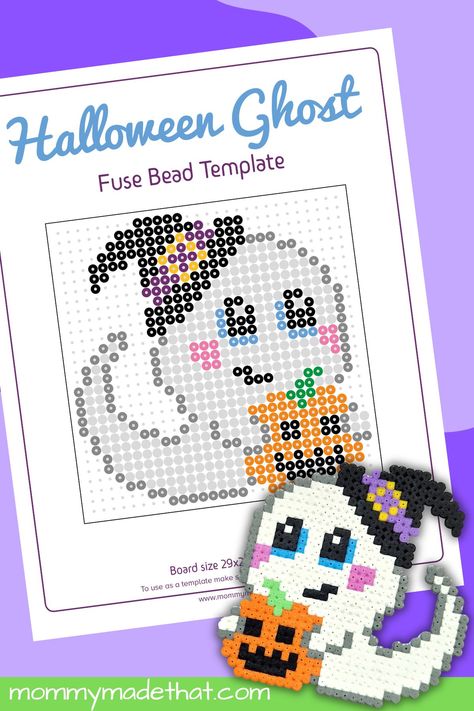 Small Perler Beads Ideas Halloween, Hama Beads Halloween Pattern, Halloween Melty Beads, Halloween Hama Beads Patterns, Halloween Fuse Beads, Perler Bead Halloween Patterns, Perler Bead Ghost, Adult Perler Bead Patterns, Perler Bead 3d Patterns