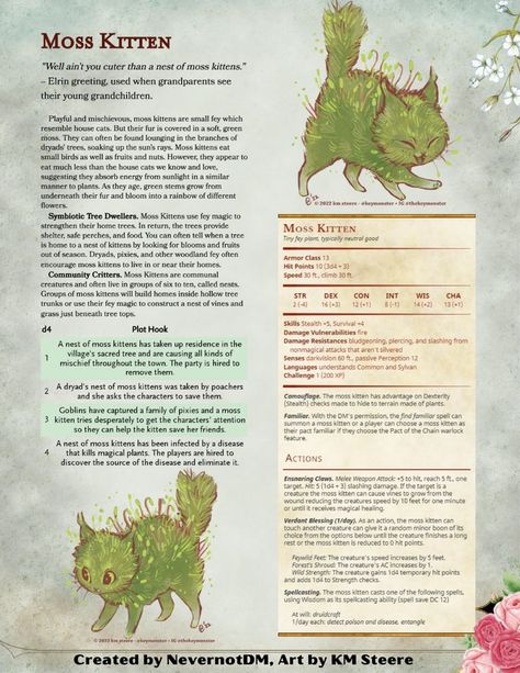 Dnd Character Concept Art, D&d Character Concepts, Feywild Creatures, Dnd Beasts, Dnd Dm, Dnd Creatures, Dnd Stats, Dnd Character Sheet, Dnd Crafts