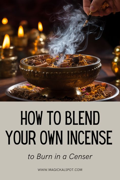 Ignite your senses with our guide on "How to Blend Your Own Incense to Burn in a Censer"! 🌿🔥 Uncover the art and joy of creating personalized incense blends. Explore a variety of herbs, resins, and woods to craft scents that resonate with your spirit. Learn expert tips for a harmonious blend that elevates your space and rituals. Perfect for those seeking to add a personal touch to their aromatic practices! 🌬️✨ #IncenseBlending #AromaticAlchemy #SpiritualPractice #DIYIncense How To Burn Palo Santo Wood, How To Make Incense Cones, Incense Diy, Incense Magic, How To Make Incense, Homemade Incense, Cleansing Spells, Incense Making, Incense Blends