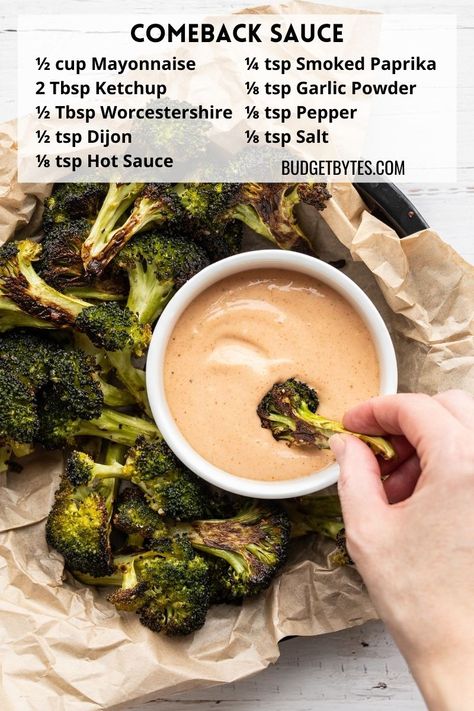 Comeback Sauce, Unique Sauces, Sauces Recipes, Homemade Sauce Recipes, Budget Bytes, Savory Sauce, Roasted Broccoli, Sweet Chili Sauce, Savory Recipes