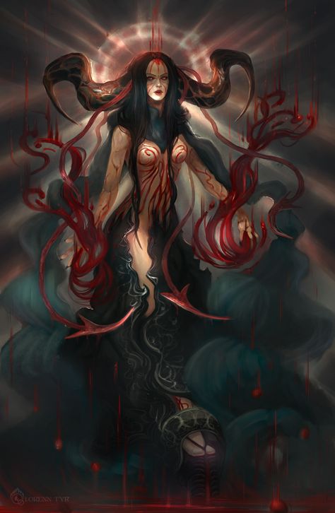 Blood Demon -Arcanos- by LorennTyr Blood Demon, Red Vampire, Female Demons, Fantasy Demon, Demon Art, Fantasy Monster, Angels And Demons, Arte Fantasy, My Works