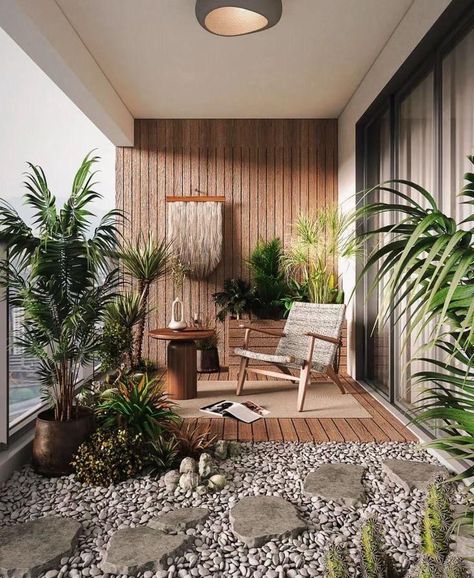 Zen Balcony Ideas, Japanese Balcony, Zen Balcony, Terrace Garden Ideas, Apartment Balcony Garden, Indoor Balcony, Balcony Design Ideas, House Balcony Design, Terrace Decor