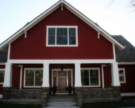 Traditional Exterior Design, Pictures, Remodel, Decor and Ideas - page 71 Red Exterior House Colors, Red House Exterior, Stucco House, Color Combinations Home, Exterior House Colors Stucco, Red Houses, Exterior House Colors Combinations, Colors Combinations, Exterior House Color