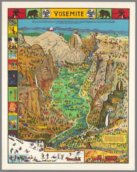 Yosemite Map, Yosemite Winter, Merced River, Yosemite Park, Pictorial Maps, National Parks Map, Mirror Lake, Yosemite Valley, National Park Posters