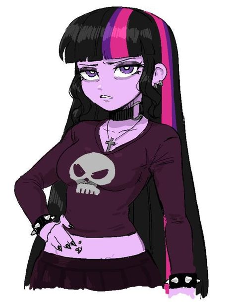 Twilight Sparkle Makeup, Twilight Sparkle Human Fanart, Twilight Sparkle Fanart, Piercing Simple, Twilight Sparkle Human, Button Clothes, My Little Pony Fanart, Sparkle Makeup, Sci Twi