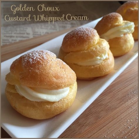 My Mind Patch: Choux Buns with Custard Whipped Cream Custard Cream Recipe, Frying Recipes, Bread With Butter, British Bake Off Recipes, Choux Cream, Custard Buns, Choux Buns, Bake Off Recipes, Peanut Powder