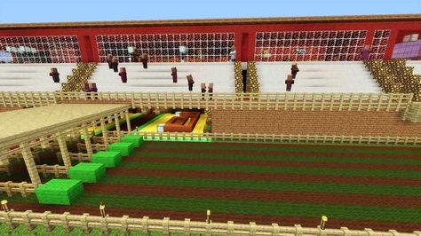 This Minecraft Horse Race Track is sure to inspire you! Click on the photo to see more pics and a video walkthrough. Minecraft Horse Track, Horse Race Track, Minecraft Horse, Minecraft Server, Minecraft Inspiration, Minecraft Plans, Minecraft Survival, Horse Race, Minecraft Stuff