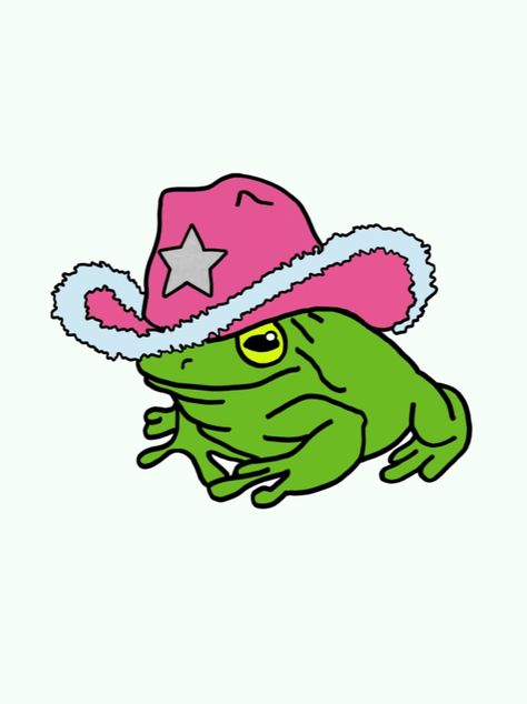 Frog With Pink Cowboy Hat, Frog Cowboy Hat, Frog In Hat Drawing, Frog With A Hat Drawing, Frog In Cowboy Hat Drawing, Frog In Hat Tattoo, Party Frog Tattoo, Frog In Cowboy Hat Tattoo, Frog In A Cowboy Hat