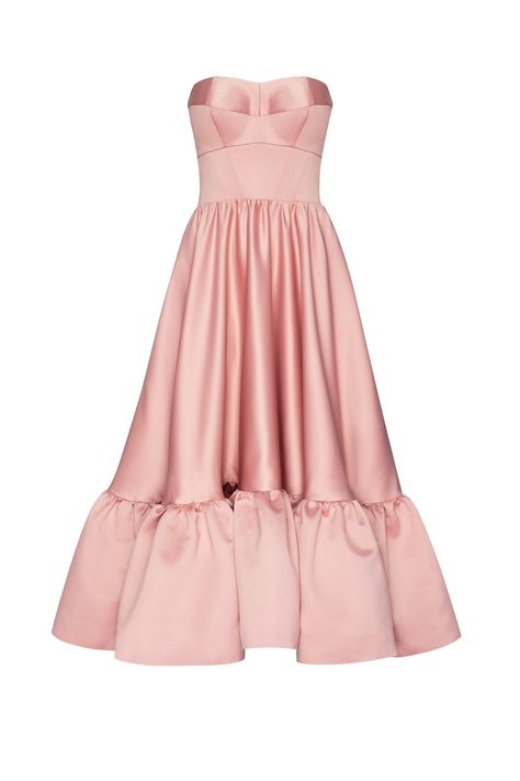 Sleeveless Cocktail Midi Dress – Milla Classy Midi Dresses, Rose Midi Dress, Milla Dresses, Golden Gown, Cocktail Midi Dress, Combination Dresses, Rose Gold Dress, Strapless Party Dress, Skirt Ruffle