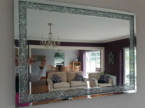 Rhinestone Vanity Mirror, Diamond Mirror Frame, Mirrored Furniture Decor, Tank Pools, Multi Picture Frames, Modern Mailbox, Mailbox Design, Mirror Display, Crushed Diamonds