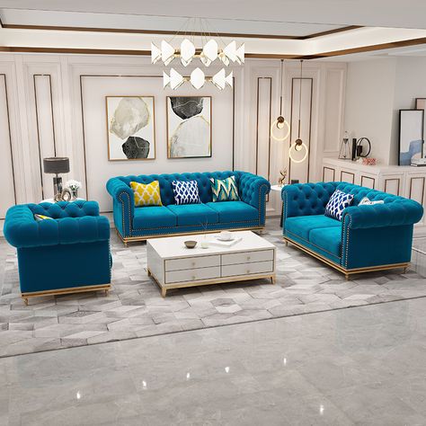 European Style fabric modern modular living room Velvet Chesterfield Sofa Set https://m.alibaba.com/product/1600488491901/European-Style-fabric-modern-modular-living.html?__sceneInfo={"cacheTime":"1800000","type":"appDetailShare"} 7 Seater Sofa Design, Velvet Green Sofa, Green Chesterfield, Sofa Design Living Rooms Indian, Classy Sofa, Green Chesterfield Sofa, Modular Living Room, Teal Living Room Decor, Living Room Indian