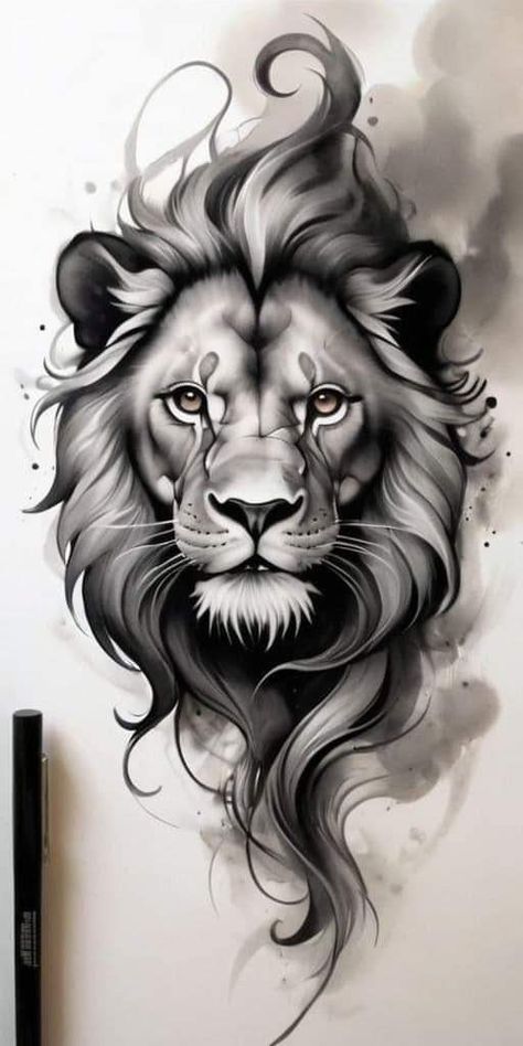 Lion Tattoo Men, Leo Lion Tattoos, Leo Sign Tattoo, Body Tattoo Design, Lily Flower Tattoos, Grunge Tattoo, Lion Head Tattoos, Scar Tattoo, Tiger Drawing