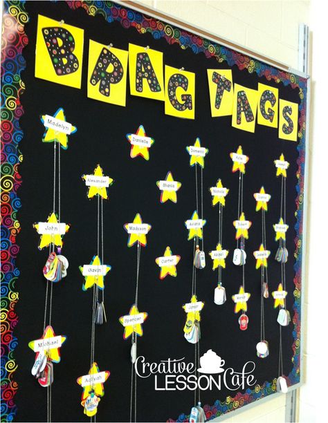 Creative Lesson Cafe: A is for Accelerated Reader~ Ideas and Freebies Brag Tags Display, Classroom Decor Ideas, Toddler Daycare, Reading Incentives, Accelerated Reader, Fall Classroom, Brag Tags, Star Students, Classroom Bulletin Boards