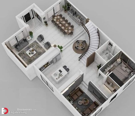 3D House Plan Arrangement Ideas Choose Best For Your Area - Engineering Discoveries Desain Pantry, 3d Floor Plan, 3d House Plans, House Floor Design, Casas The Sims 4, Sims House Plans, Home Design Floor Plans, House Construction Plan, Model House Plan