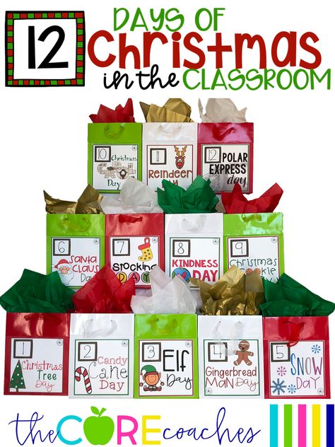 Impress your principal, parents, and even yourself as students engage in both fun and learning right up until the last bell rings before Winter Break! 12 Days of Christmas in the Classroom by the Core Coaches 12 Days Of Christmas Activities, Christmas Countdown Activities, Santa Claus Day, Christmas In The Classroom, Countdown Activities, Countdown Christmas, Christmas Math Activities, Christmas Lesson, Tree Day