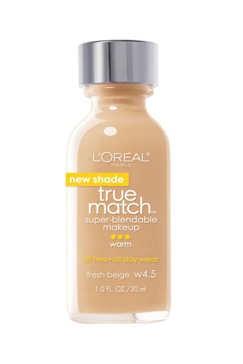 L'Oreal Paris True Match Super-Blendable Makeup  Besides the amazing shade range of this foundation, it's only $9!   ELLE.com Associate Market Editor Justine Carreon says, "I always have a problem color-matching foundation to my complexion; an hour of overcast skies will throw my skintone off for days. L'Oreal's 32+ colorways makes it so easy to adapt on a daily basis. Plus, it's blendable so you can opt for a lightweight look or a heavyduty finish." How To Make Foundation, Loreal True Match Foundation, Loreal Paris True Match, Loreal Paris Makeup, True Match Foundation, Loreal True Match, Best Drugstore Foundation, Makeup Finds, Waterproof Foundation